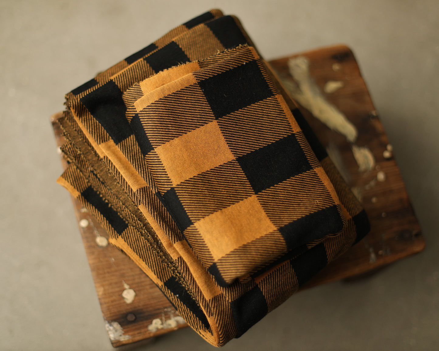 Mustard Plaid Drop and Wrap Set